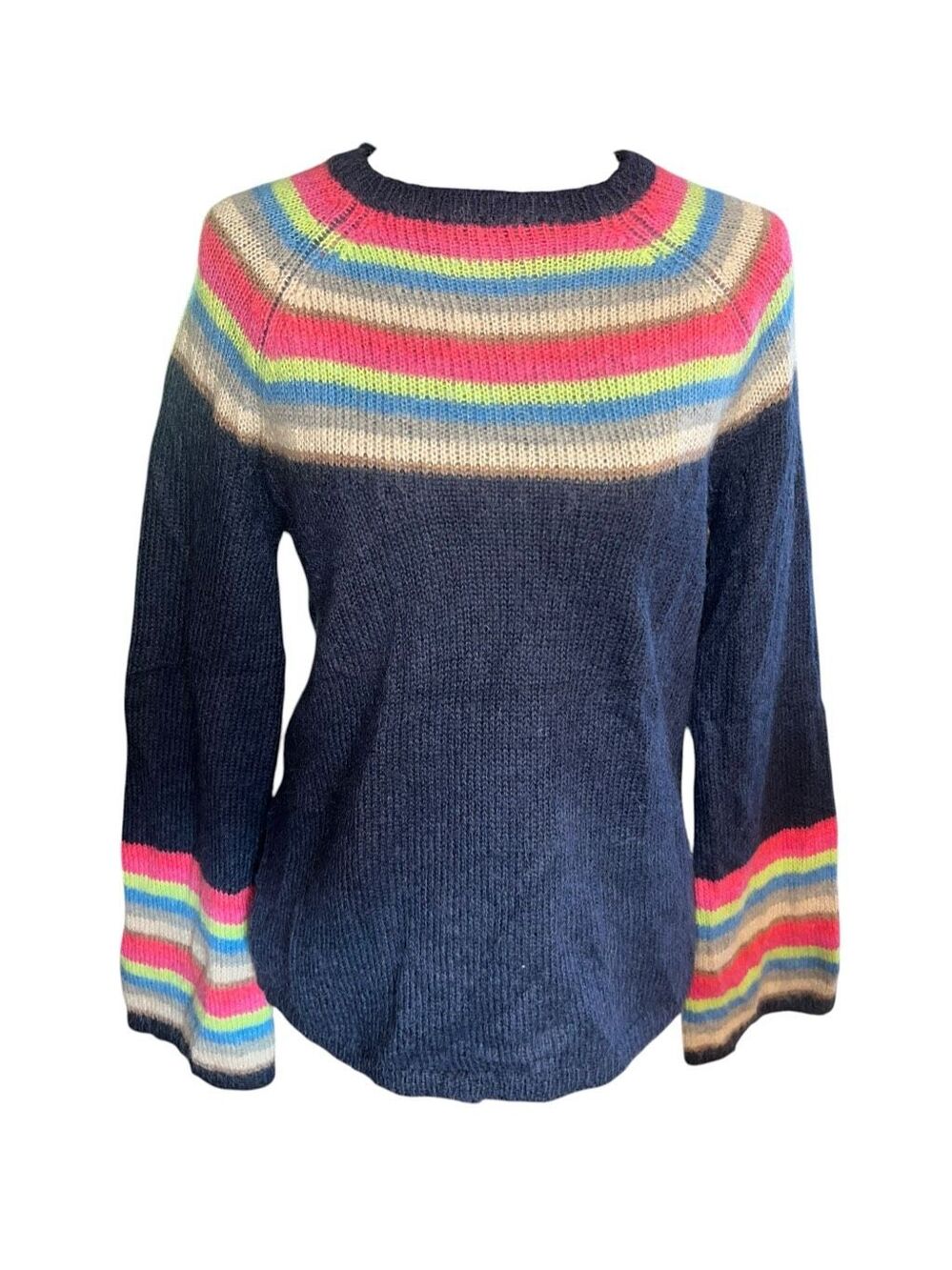 Wyse London Small mohair Merino wool blend rainbow stripe long sleeve sweater